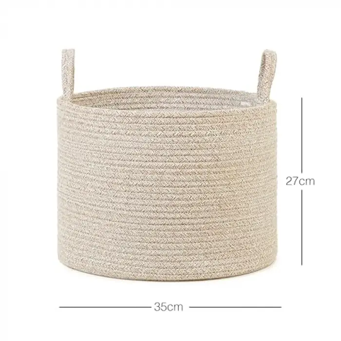 Bej Kırçıllı Pamuklu Halat Sepet 35 x 27 cm