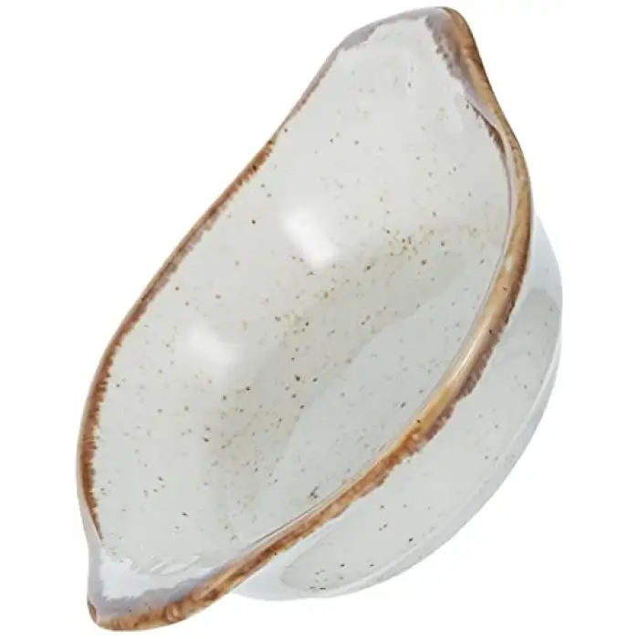 Bej Porselen Mini Tabak, 8 cm