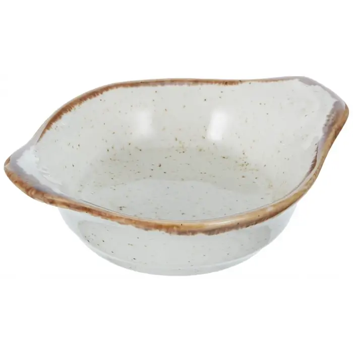 Bej Porselen Mini Tabak, 8 cm