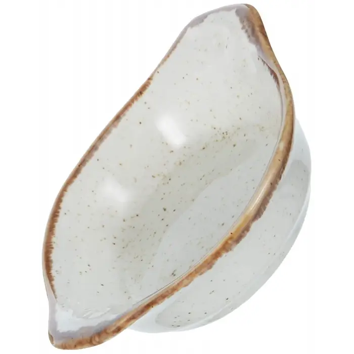 Bej Porselen Mini Tabak, 8 cm