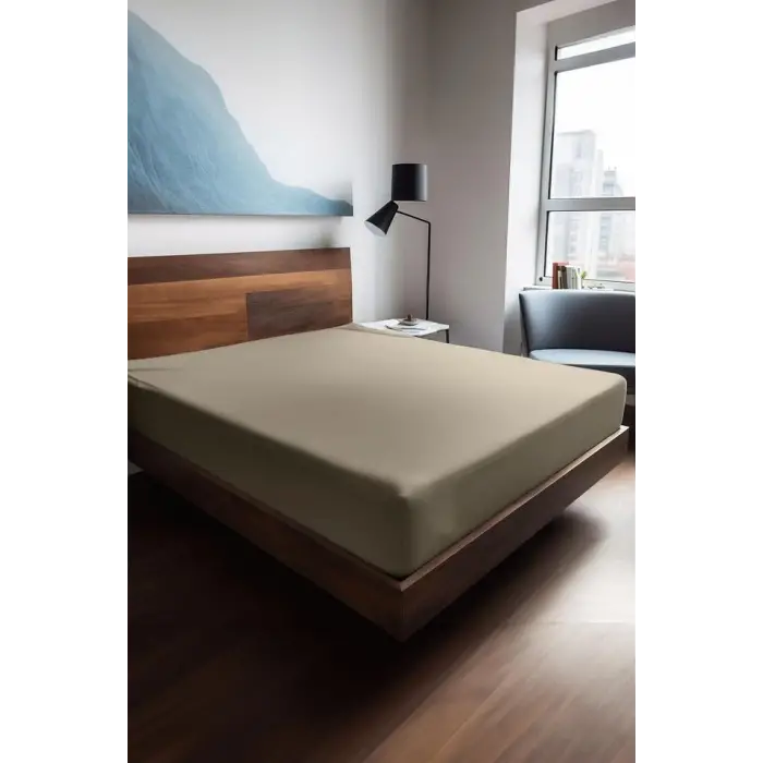 Bej ranforce fitted çarşaf 100X200