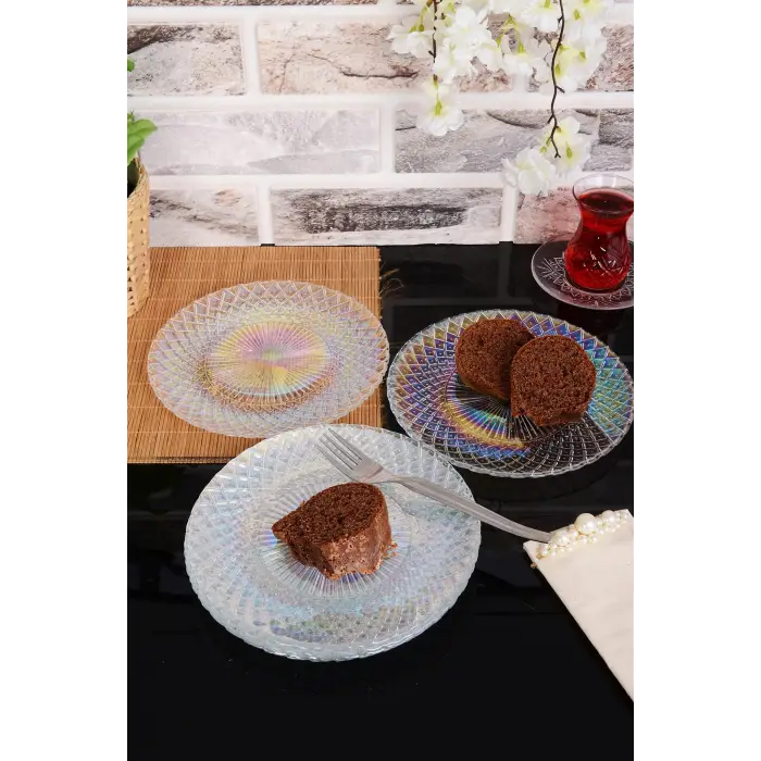 Belinda Cam Tatlı-Kek Tabağı 6lı Şeffaf