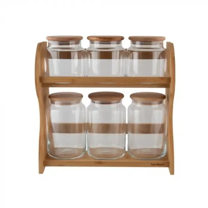 Bench Plus 7 Parça Standlı Baharat Takımı Doğal Bambu