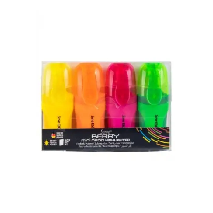 Berry Mini Fosforlu Kalem, Neon, 4lü