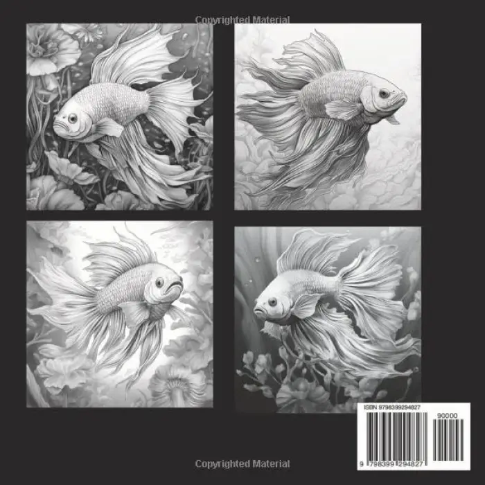 Beta Fısh Grayscale Coloring Book
