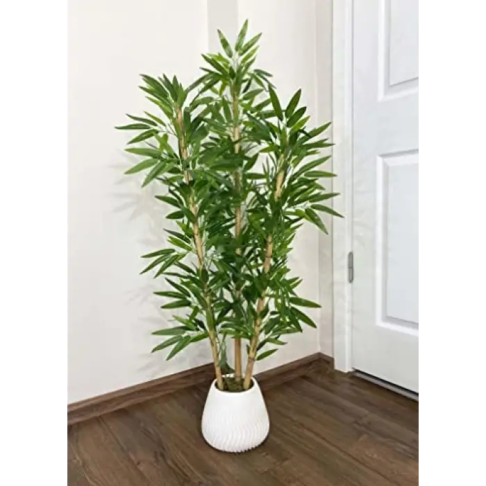 Beton Saksıda Spiral Yapay Bambu, 140 cm