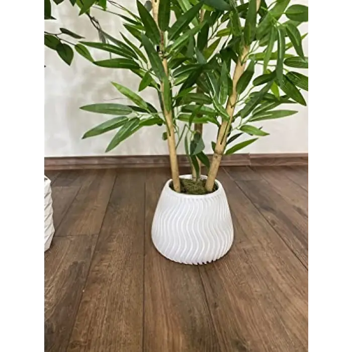 Beton Saksıda Spiral Yapay Bambu, 140 cm