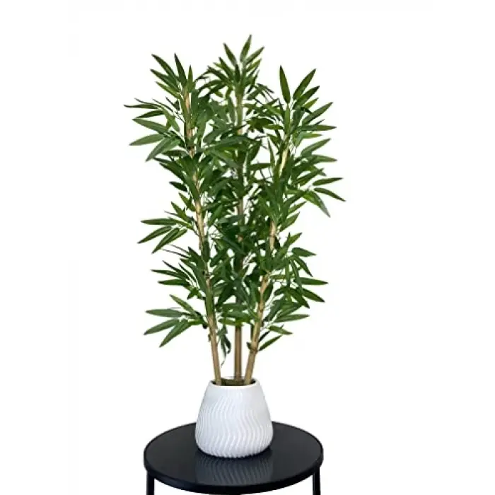 Beton Saksıda Spiral Yapay Bambu, 140 cm