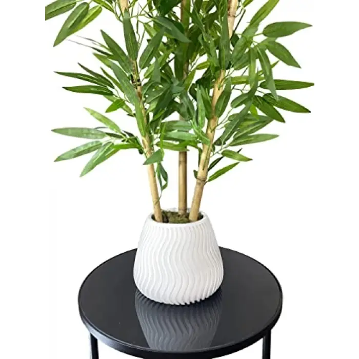 Beton Saksıda Spiral Yapay Bambu, 140 cm