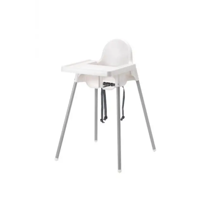 Beyaz Antilop mama sandalyesi, tepsili, unisex
