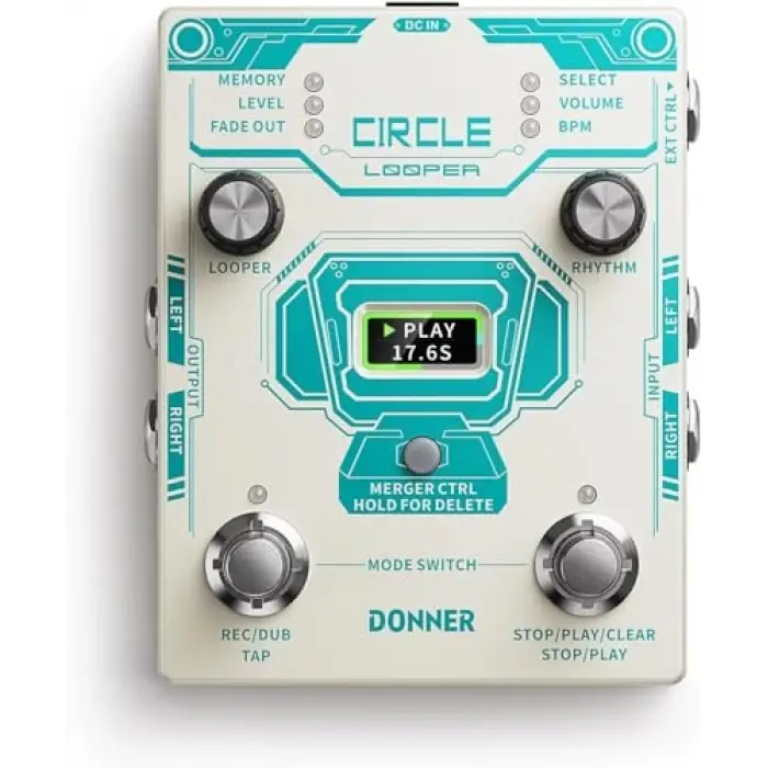 Beyaz Circle Looper Pedalı