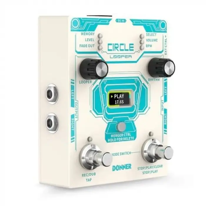Beyaz Circle Looper Pedalı
