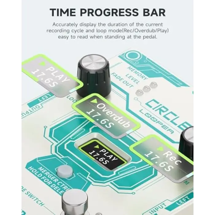 Beyaz Circle Looper Pedalı