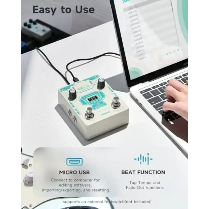 Beyaz Circle Looper Pedalı