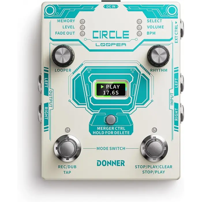 Beyaz Circle Looper Pedalı