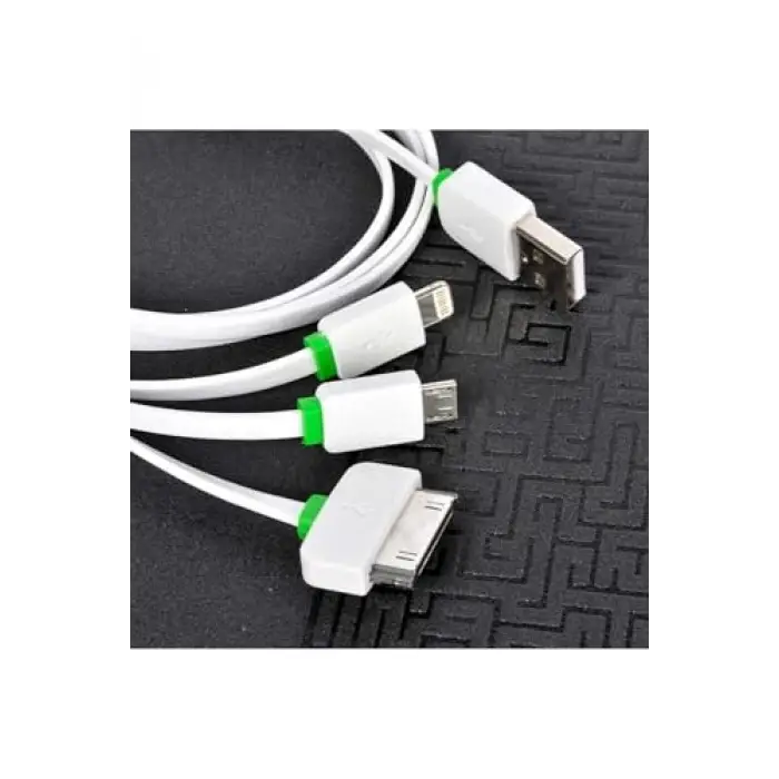 Beyaz High Speed 3 in 1 Lightning Micro Type-C USB Kablo