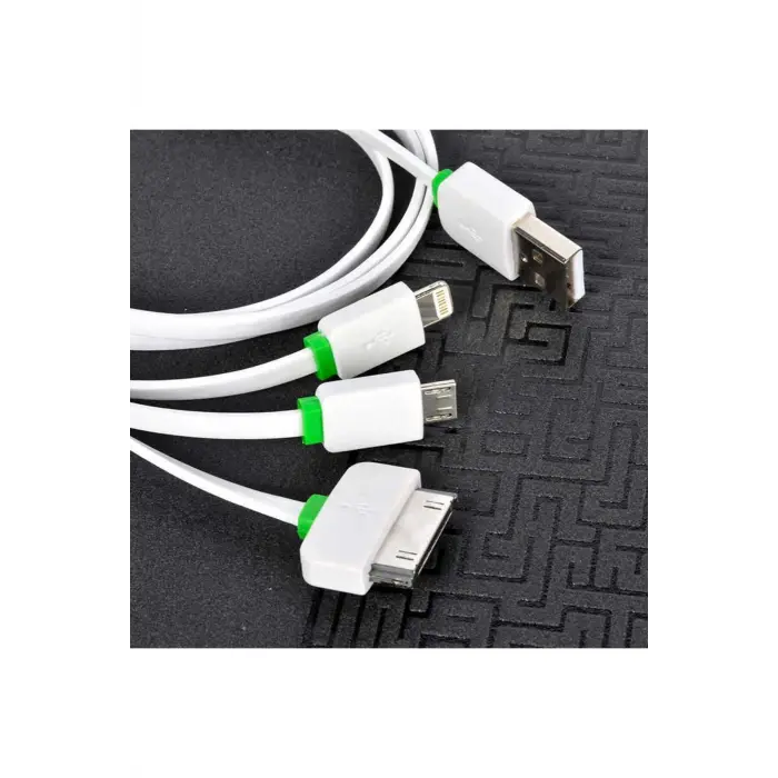 Beyaz High Speed 3 in 1 Lightning Micro Type-C USB Kablo