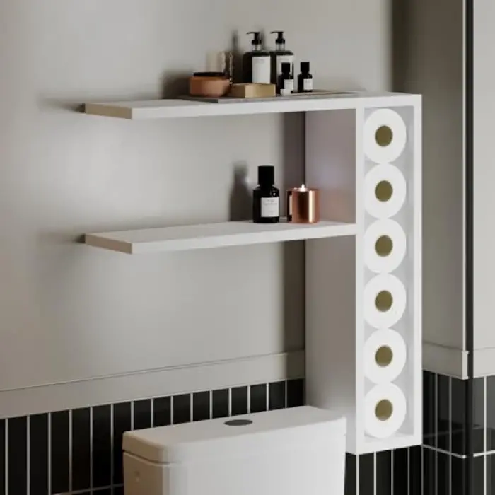 Beyaz Modern Duvar Rafı, Duvara Monte