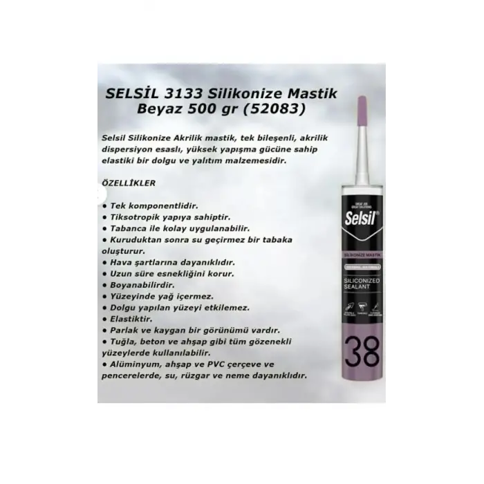 Beyaz Silikonize Mastik 500 g, 10 Adet