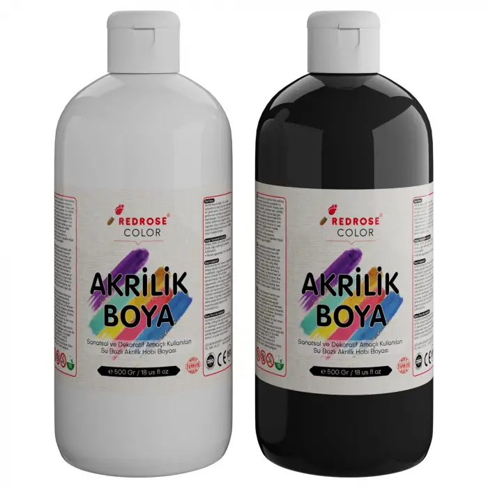 Beyaz-Siyah Akrilik Boya 2li Set 2x500 g