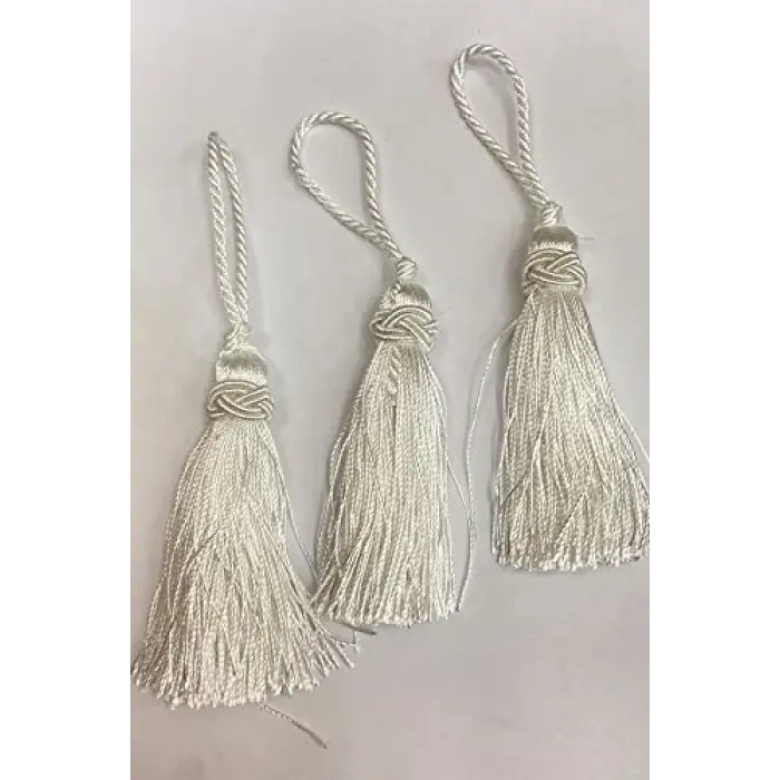 Beyaz Topuzlu Püskül 1 Adet Boy 7 Cm