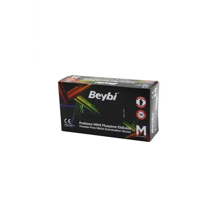 BEYBİ M SİYAH PUDRASIZ NİTRİL MUAYENE ELDİVENİ 100LÜ (4989)