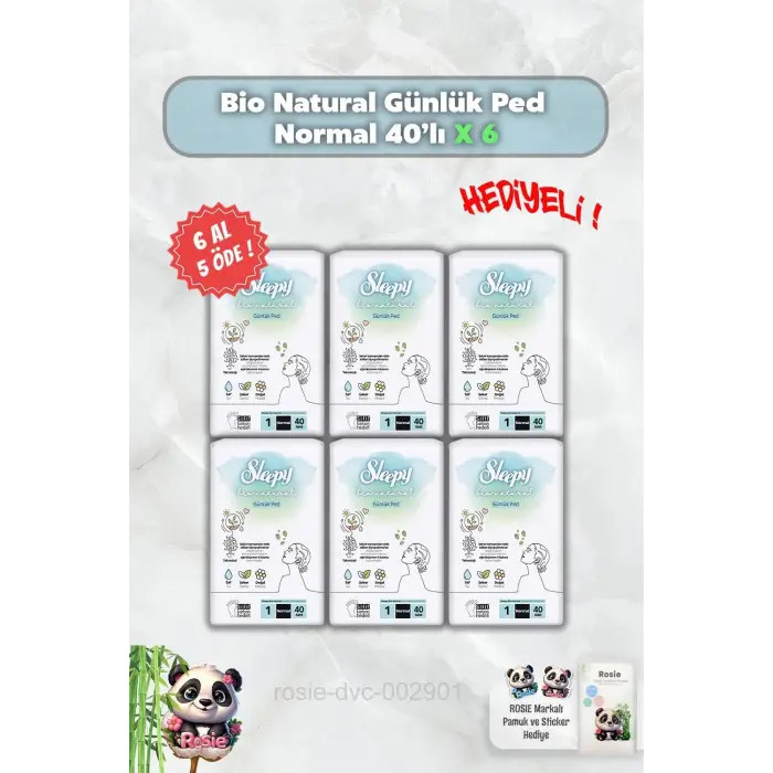 Bio Natural 6 AL 5 Öde Günlük Ped Normal 40lı