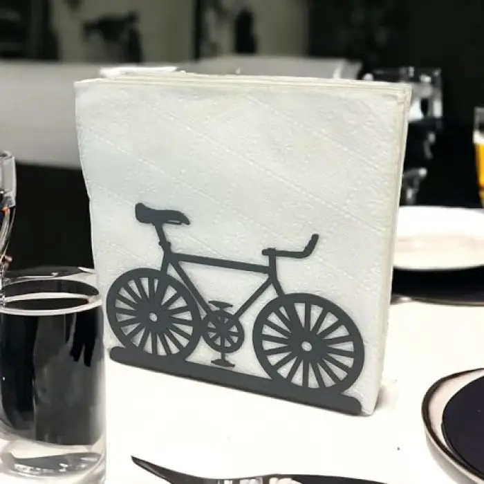 Bisiklet Temalı Siyah Metal Peçetelik Black