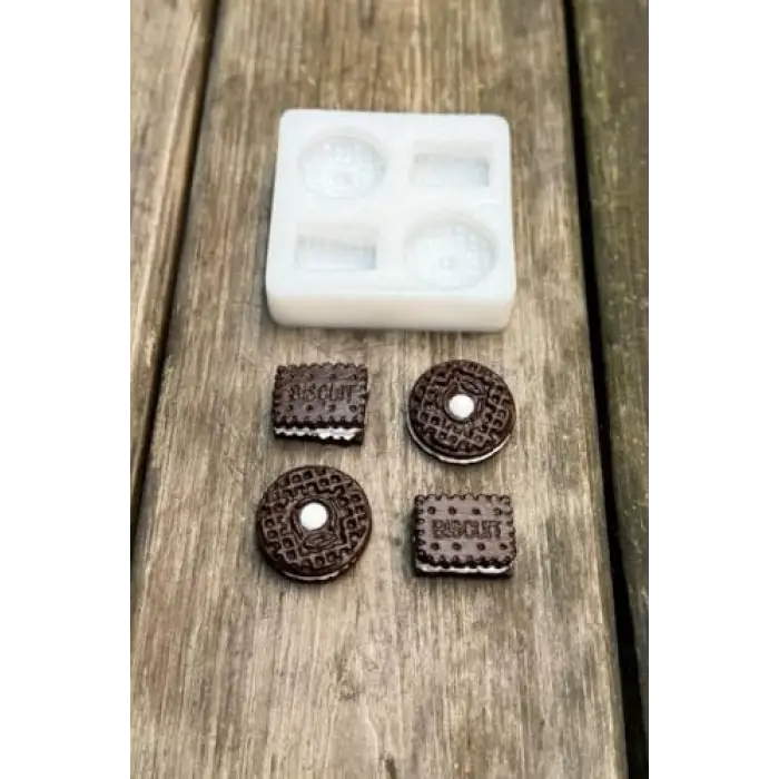 Bisküvi Dörtlü Silikon Mum Kalıbı