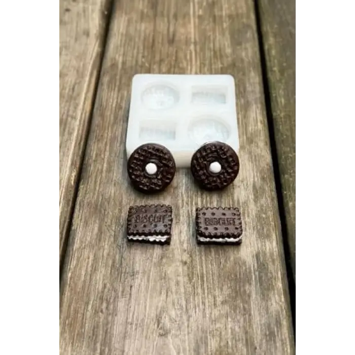 Bisküvi Dörtlü Silikon Mum Kalıbı