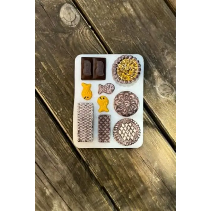 Bisküvi Yedili Silikon Mum Kalıbı