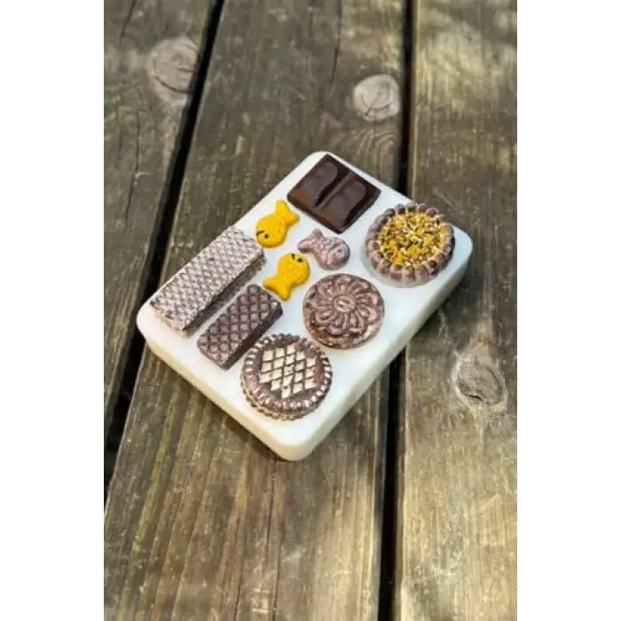 Bisküvi Yedili Silikon Mum Kalıbı