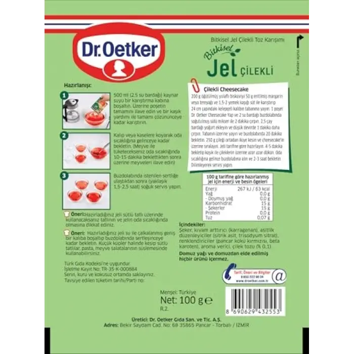 Bitkisel Jel Çilek Aromalı 100 g 3lü paket