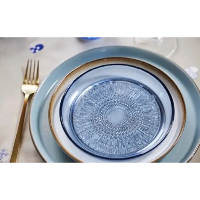 Bıtz Kusintha Cam Tabak Mavi Çap:18 Cm