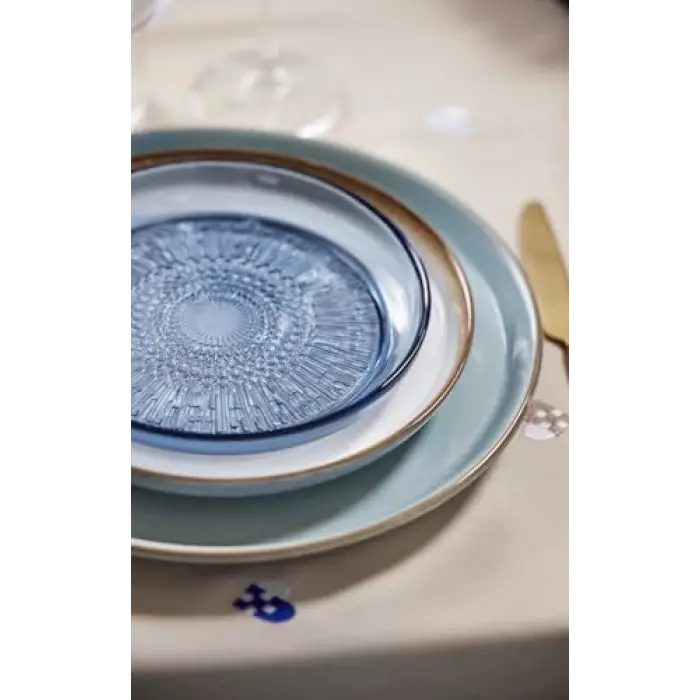 Bıtz Kusintha Cam Tabak Mavi Çap:18 Cm