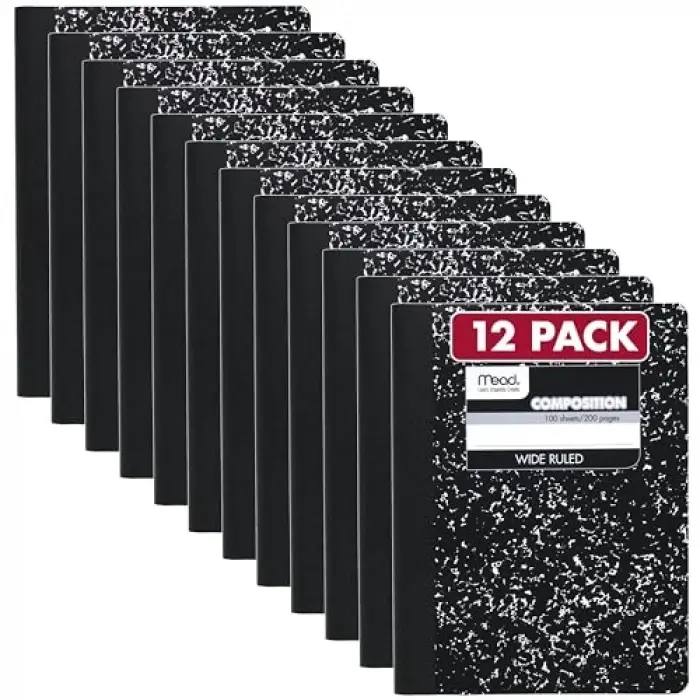 Black Marble kompozisyonu kitap, Wide Rule, 9 – 3/4 x 7 – 1/2, 100 sheets