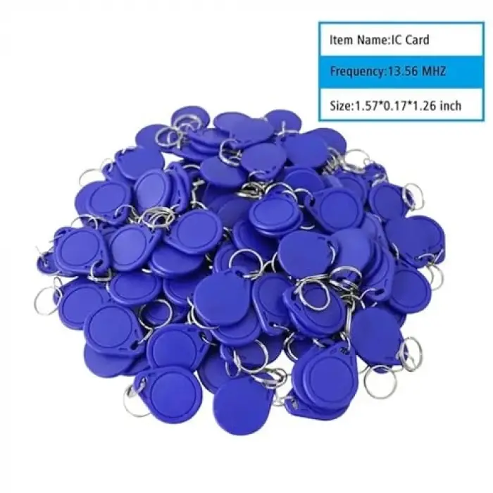 Blue 100pcs/pack Rfıd 13.56Mhz IC Keyfob Token Key Ring For Access Control Compatible with Mıfare Classic 1K Card