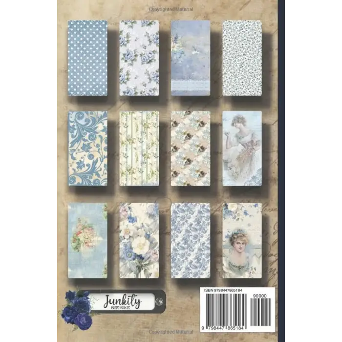 Blue Vintage Ephemera Dominos For Crafters: Rectangle Pendant Art Collage Sheets