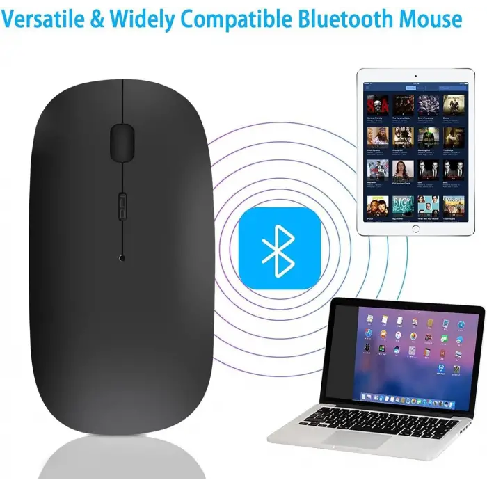 Bluetooth fare, şarj edilebilir hafif kablosuz fare, MacBook Pro/Air/Android/iOS tablet/dizüstü bilgisayar/PC/Mac/bilgisayar (Beyaz)