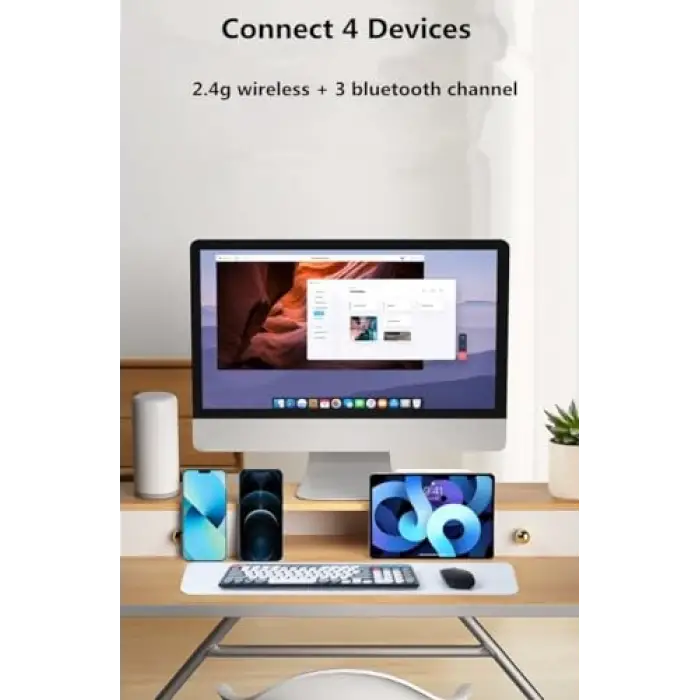 Bluetooth Klavye Mouse Kablosuz Klavye ve RGB Mouse Set 2.4G Bluetooth ve Batarya Taşınabilir Hafif ve İnce Tasarım ZYG-806