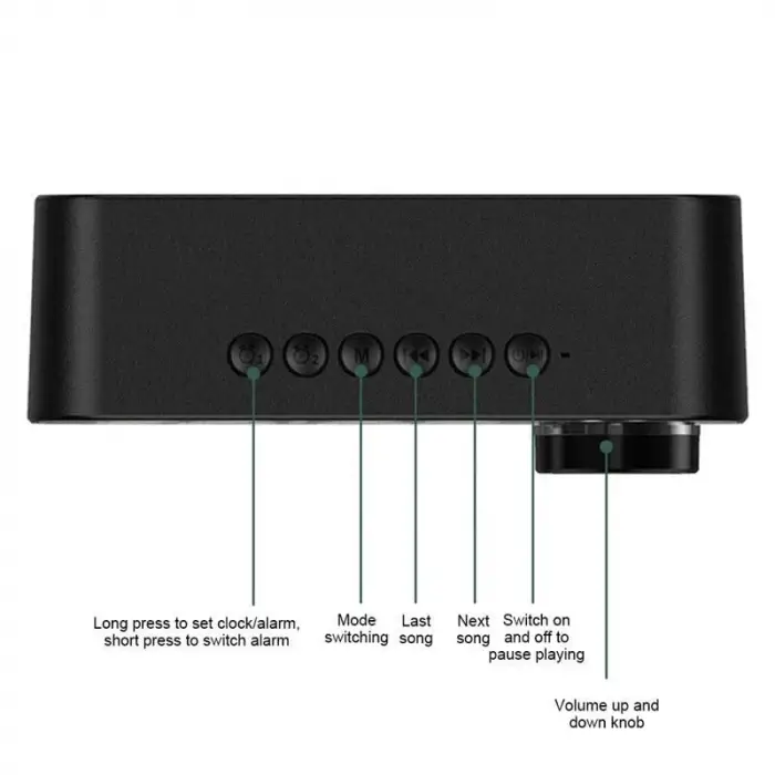 Bluetooth Şarjlı Alarmlı USB/SD Aynalı Masa Saati