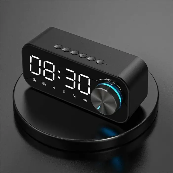 Bluetooth Şarjlı Alarmlı USB/SD Aynalı Masa Saati