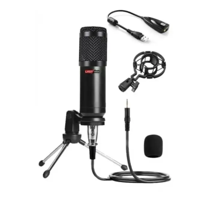 BM800 Condenser Stüdyo Mikrofonu, Mini Tripod ve 7.1 Ses Kartı