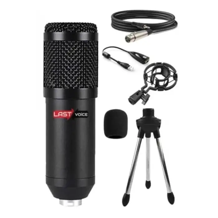 BM800 Condenser Stüdyo Mikrofonu, Mini Tripod ve 7.1 Ses Kartı