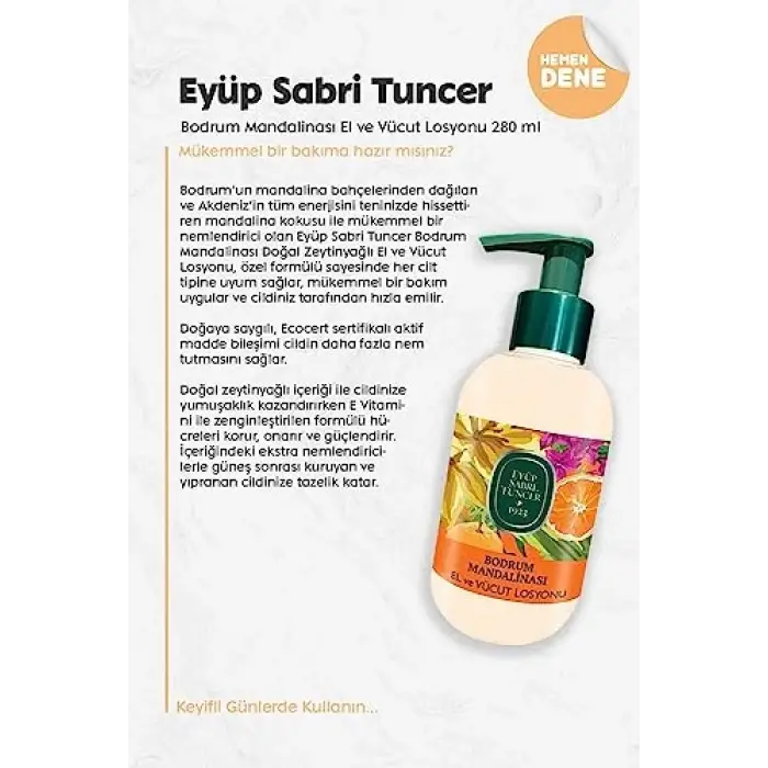Bodrum Mandalinası El ve Vücut Losyonu 280 ml