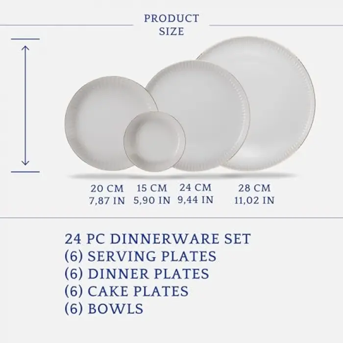 Bone Crest 24 Parça Yemek Takımı Altın File