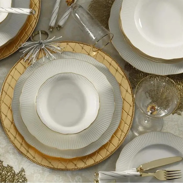Bone Ilay 58 Parça 12 Kişilik Yemek Takımı, Platin