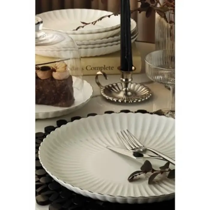 Bone Luz Form 27 Parça 6 Kişilik Yemek Takımı Platin