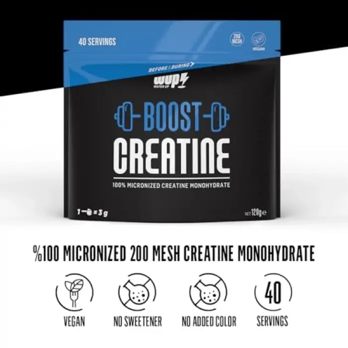 Boost kreatin, %100 mikronize kreatin monohidrat, aromasız, 40 servis