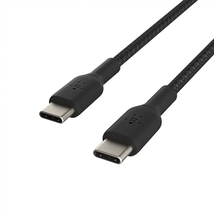 BoostCharge (0.5ft) Braided USB-C to USB-C Cable for iPhone 16, iPhone 16 Pro, iPhone 16 Pro Max, iPhone 16 Plus, iPhone 15, Galaxy S24, S23, Note10, Pixel 9, Pixel 8, iPad Pro & More - Black